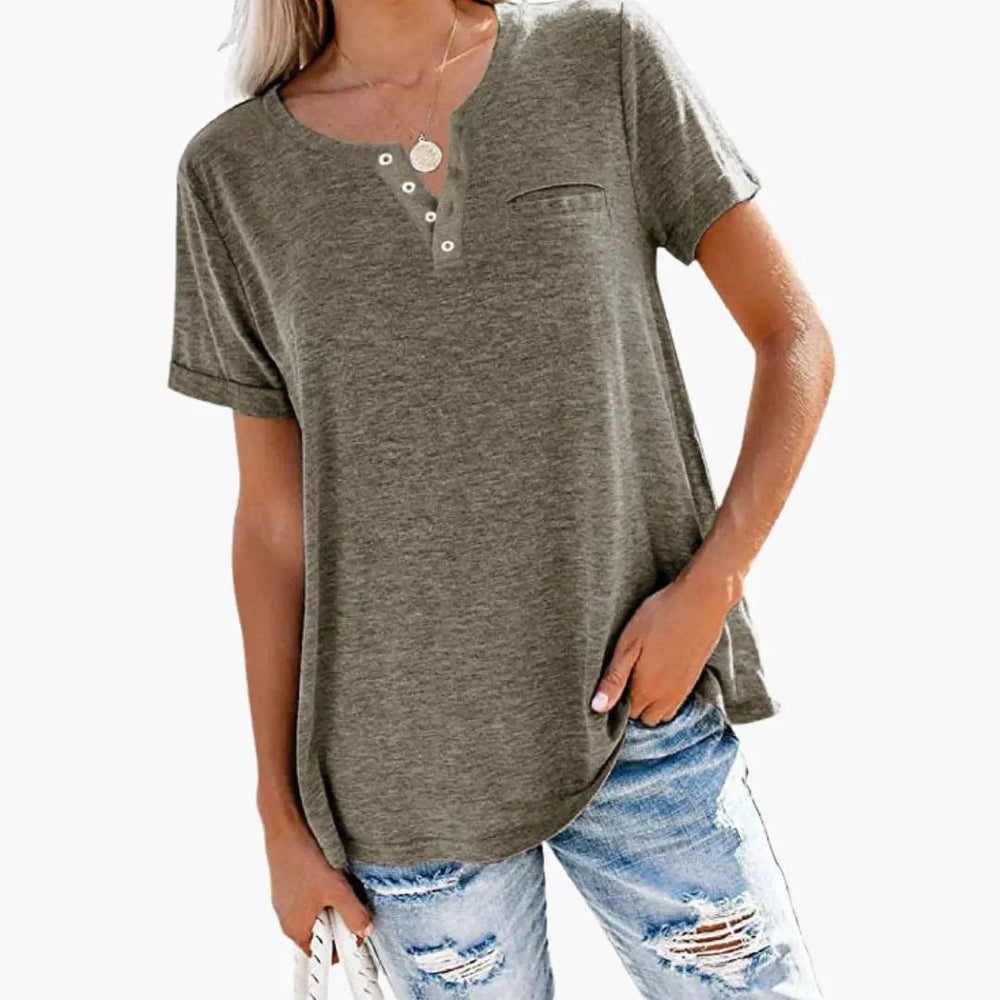T-Shirt – Women's, Loose Fit & Button Detail
