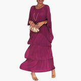 Women's Maxi Dress – Round Neck, Smocked Sleeves & A-Line Fit