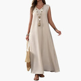Women's Maxi Dress – V-Neck Design & Side Slit Detail