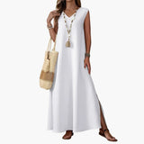 Women's Maxi Dress – V-Neck Design & Side Slit Detail