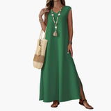 Women's Maxi Dress – V-Neck Design & Side Slit Detail