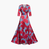 Women's Maxi Dress – Wrap Design & Three-Quarter Sleeves