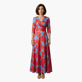 Women's Maxi Dress – Wrap Design & Three-Quarter Sleeves