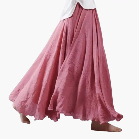Women's Maxi Skirt with Elastic Waistband and Straight Hemline