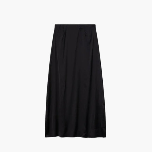 Women's Maxi Skirt with High Waist and Satin Surface