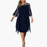 Women's Midi Dress – Cutout Sleeves & Round Neck