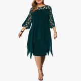 Women's Midi Dress – Cutout Sleeves & Round Neck