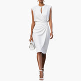 Midi Dress – Women's, Defined Waist & Short Sleeve