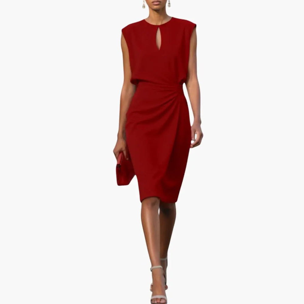Midi Dress – Women's, Defined Waist & Short Sleeve