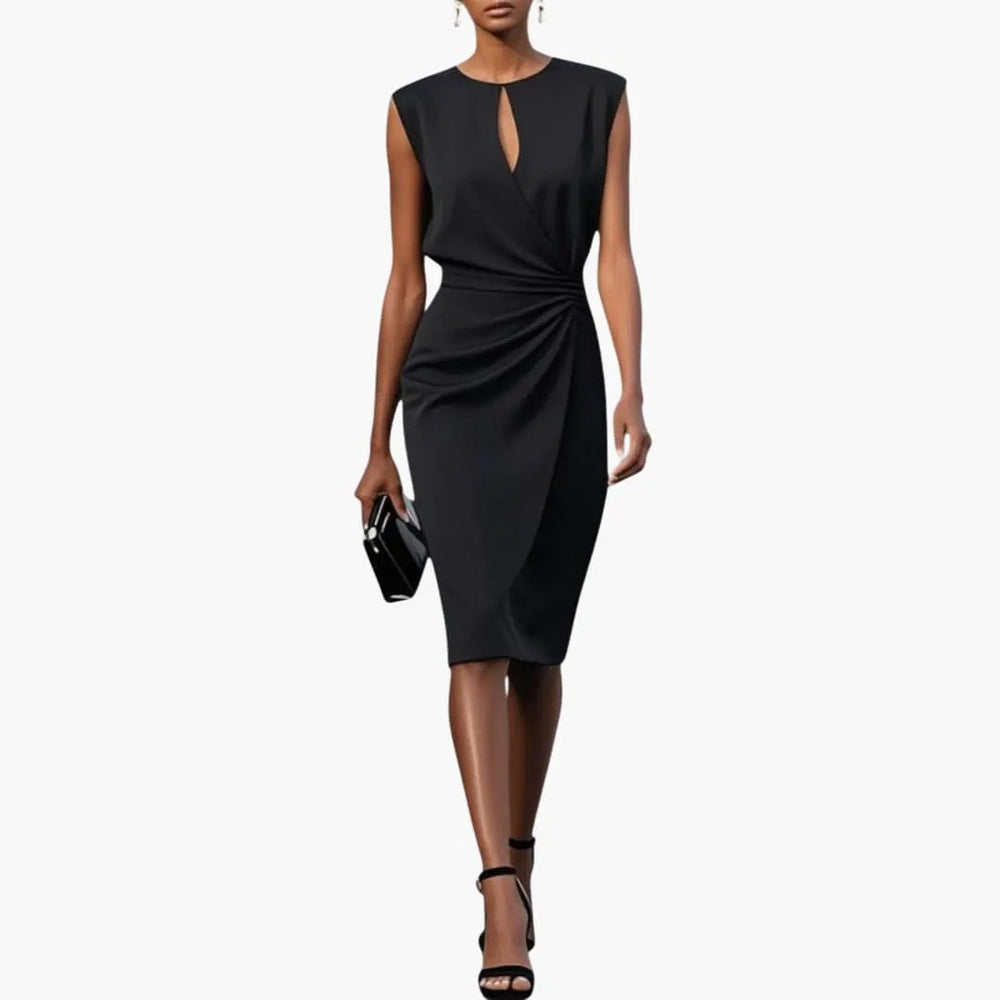 Midi Dress – Women's, Defined Waist & Short Sleeve