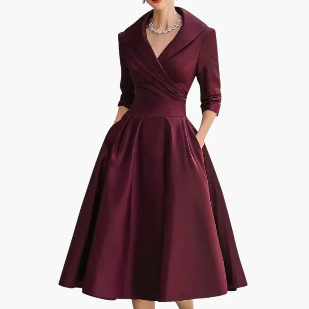 Women's Midi Dress – Fitted Bodice & Side Pockets