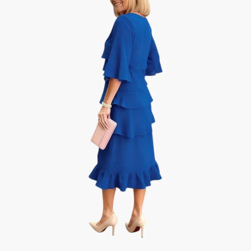 Women's Midi Dress – Split Sleeves & Ruffle Details