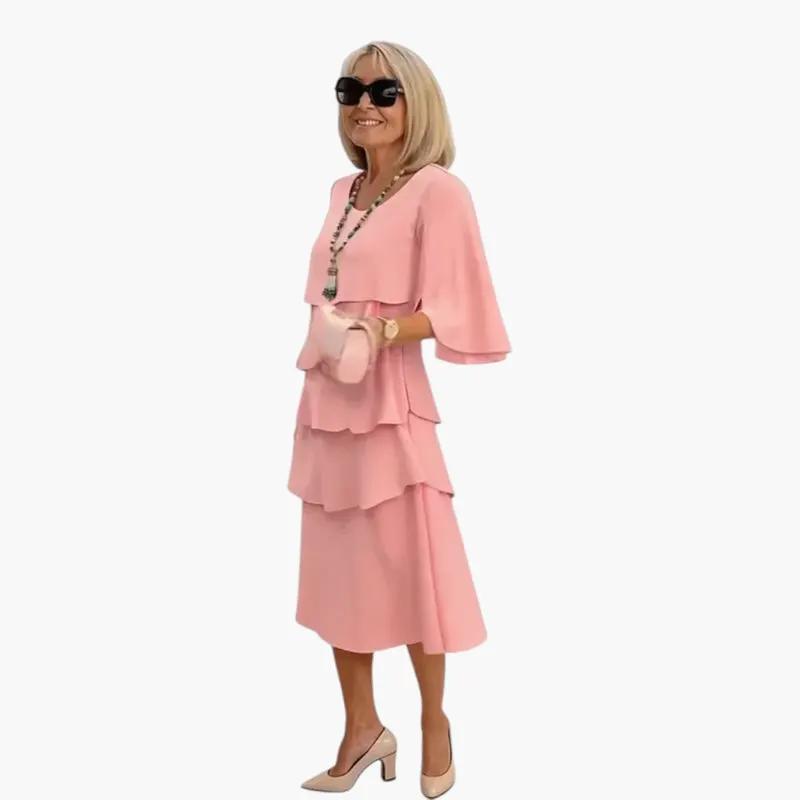 Women's Midi Dress – Split Sleeves & Ruffle Details