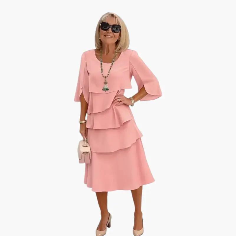 Women's Midi Dress – Split Sleeves & Ruffle Details