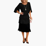 Women's Midi Dress – Split Sleeves & Ruffle Details