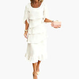 Women's Midi Dress – Split Sleeves & Ruffle Details