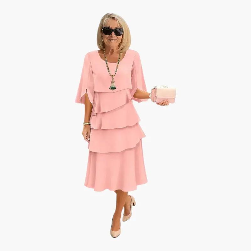 Women's Midi Dress – Split Sleeves & Ruffle Details