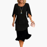 Women's Midi Dress – Split Sleeves & Ruffle Details