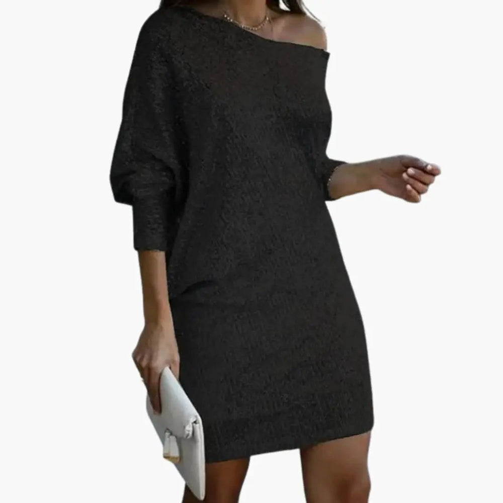 Women's Mini Dress – Off-the-Shoulder Neckline & Sequin Design