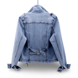 Women's Moto Jacket Cropped Casual Zip Coat
