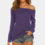 Women's Off-Shoulder Blouse – Long Sleeve & Woven Fabric