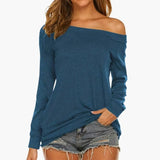 Women's Off-Shoulder Blouse – Long Sleeve & Woven Fabric