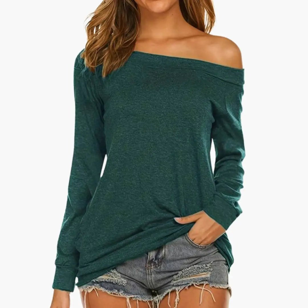 Women's Off-Shoulder Blouse – Long Sleeve & Woven Fabric