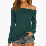 Women's Off-Shoulder Blouse – Long Sleeve & Woven Fabric