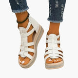 Women's Orthopedic Sandals – Wedge Sole, Rhinestone Detail & Slip-On Design