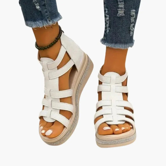 Women's Orthopedic Sandals with Wedge Sole and Rhinestone Detail