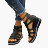 Women's Orthopedic Sandals – Wedge Sole, Rhinestone Detail & Slip-On Design