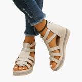 Women's Orthopedic Sandals – Wedge Sole, Rhinestone Detail & Slip-On Design