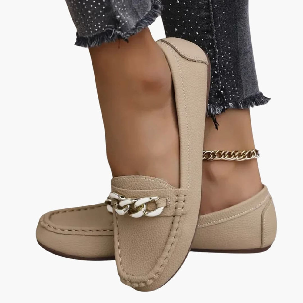 Women's Orthopedic Loafers – Cushioned Insole, Chain Detail & Slip-On Design