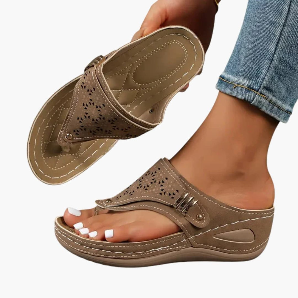 Women's Orthopedic Sandals – Contoured Footbed, Wedge Sole & Slip-On Design