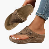 Women's Orthopedic Sandals – Contoured Footbed, Wedge Sole & Slip-On Design