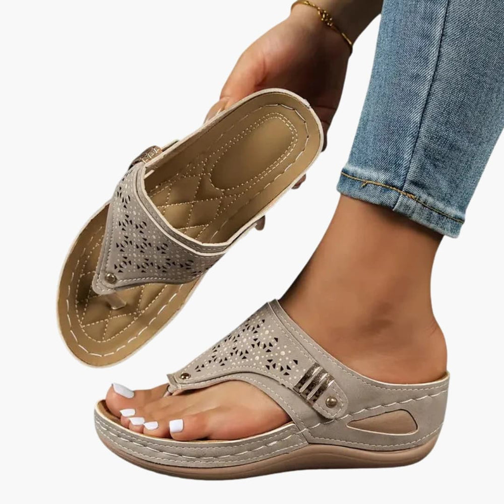 Women's Orthopedic Sandals – Contoured Footbed, Wedge Sole & Slip-On Design