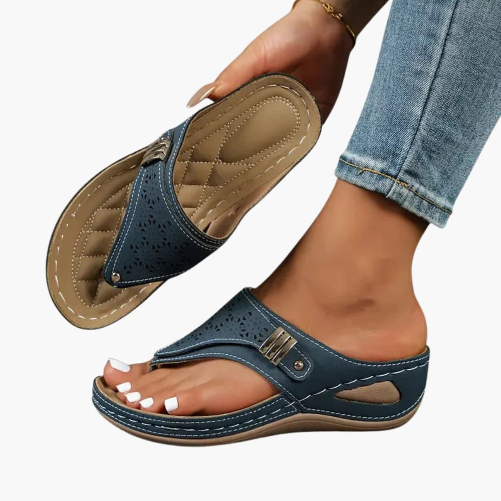 Women's Orthopedic Sandals – Contoured Footbed, Wedge Sole & Slip-On Design