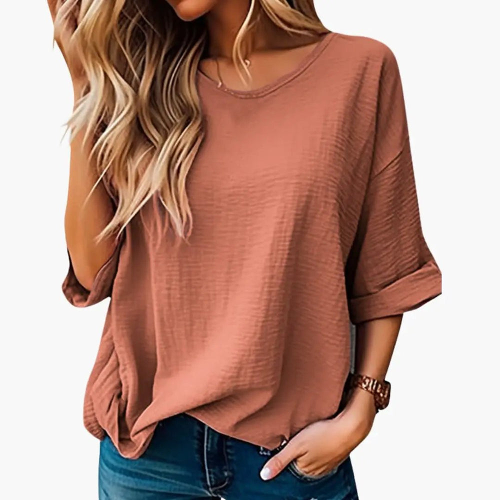 Women's T-Shirt – Oversized Fit, Textured & Crew Neck