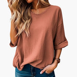 Women's T-Shirt – Oversized Fit, Textured & Crew Neck
