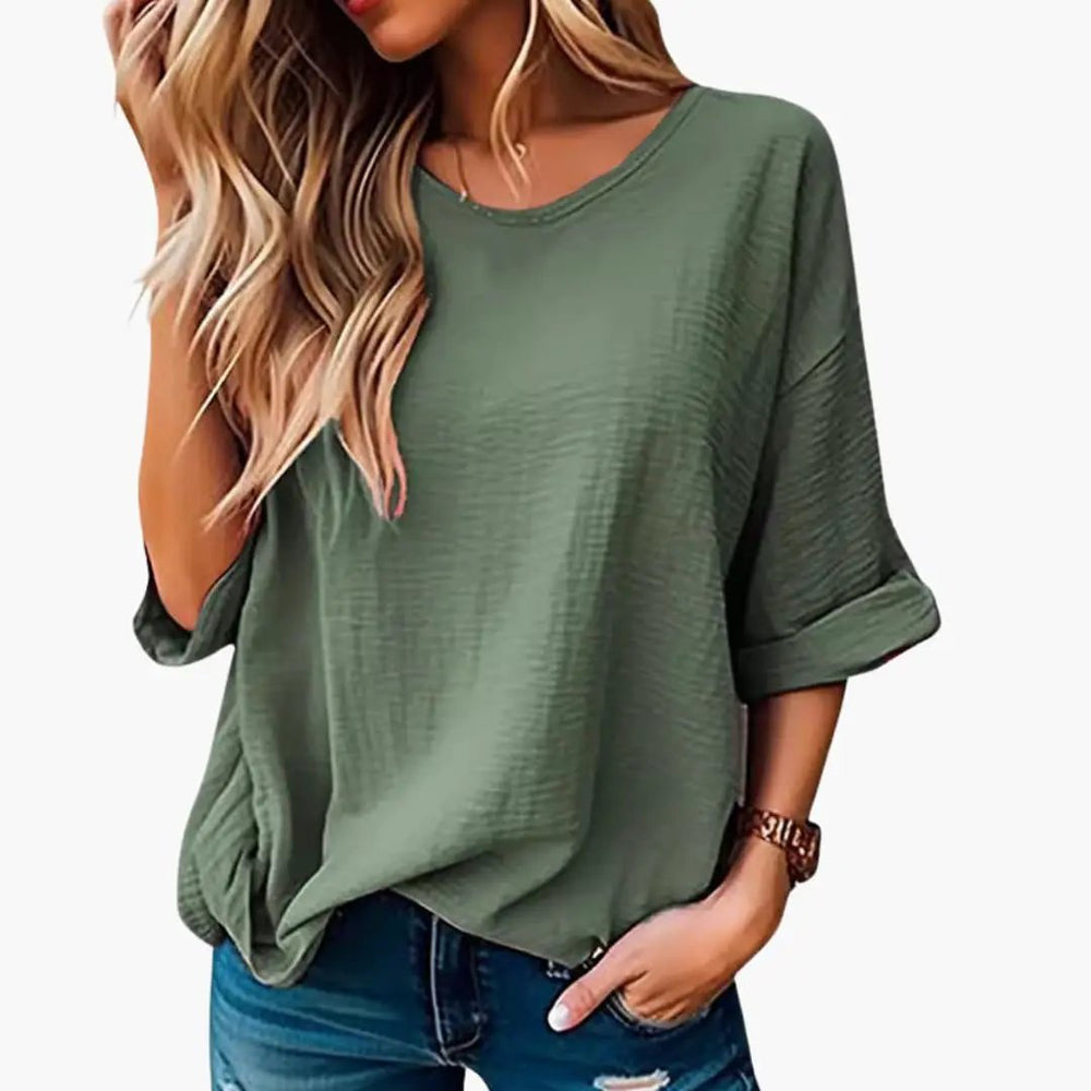 Women's T-Shirt – Oversized Fit, Textured & Crew Neck