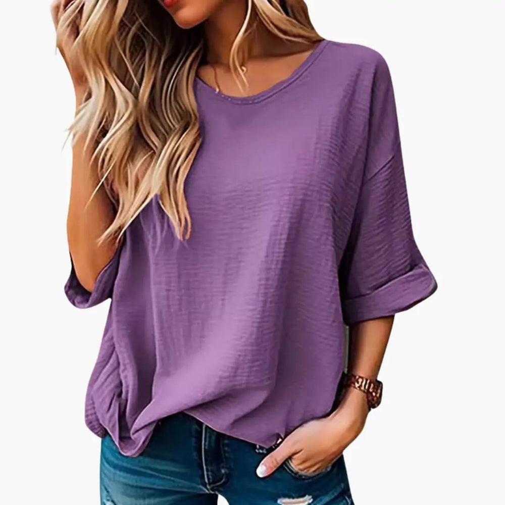 Women's T-Shirt – Oversized Fit, Textured & Crew Neck