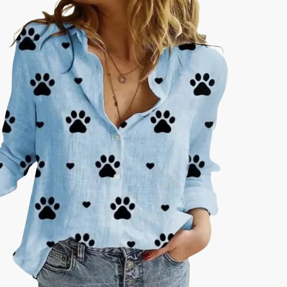 Women's Polka Dot Blouse – Long Sleeve, Round Neck & Woven Fabric