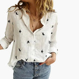 Women's Polka Dot Blouse – Long Sleeve, Round Neck & Woven Fabric