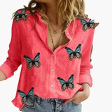 Women's Polka Dot Blouse – Long Sleeve, Round Neck & Woven Fabric