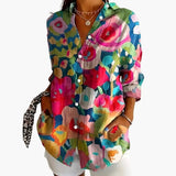 Women's Blouse – Printed Design, Short Sleeve & Loose Fit