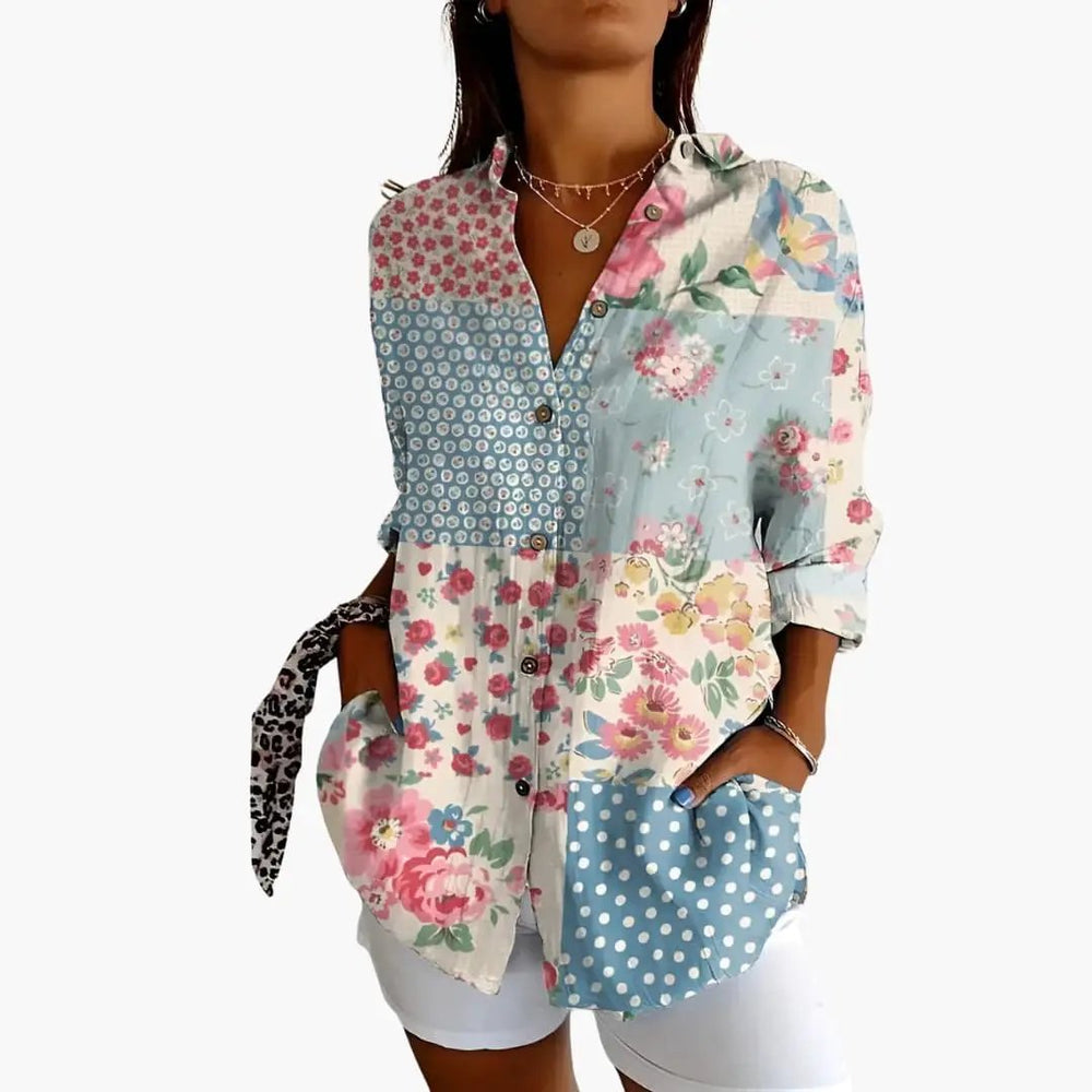 Women's Printed Blouse – Short Sleeve & Loose Fit