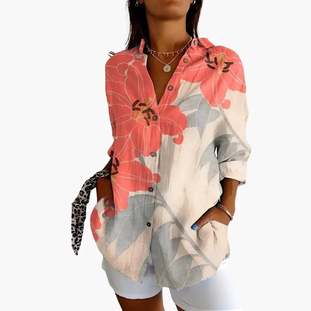 Women's Printed Blouse – Short Sleeve & Loose Fit