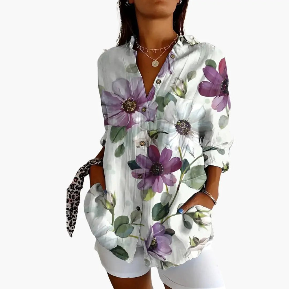 Women's Printed Blouse – Short Sleeve & Loose Fit