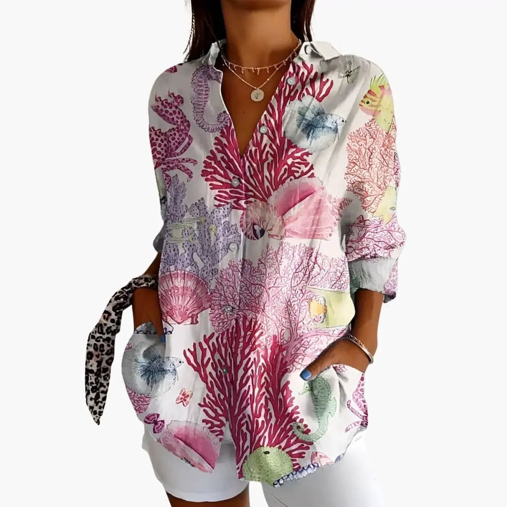 Women's Printed Blouse – Short Sleeve & Loose Fit