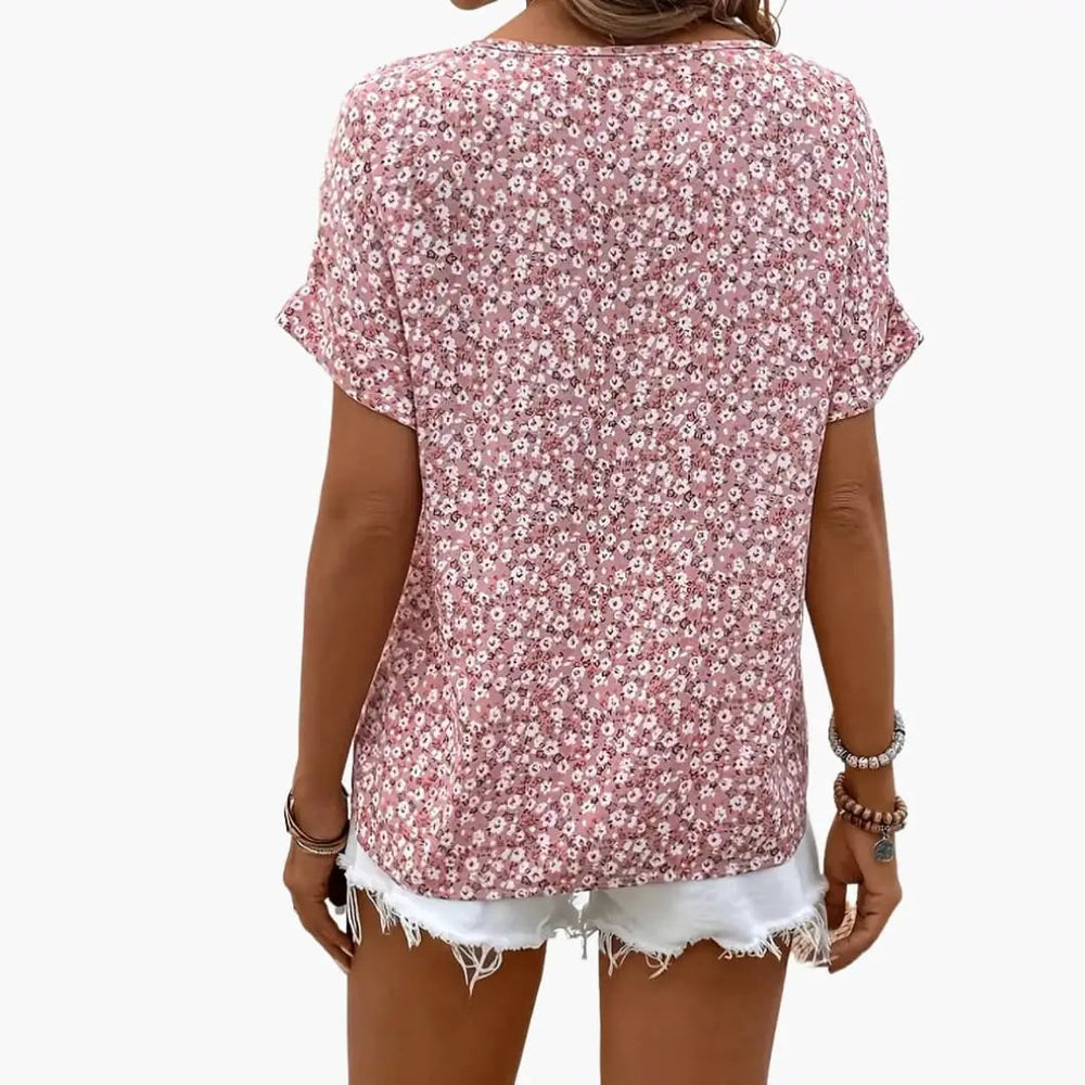 Women's Printed Button-Down Blouse – Long Sleeve & Loose Fit